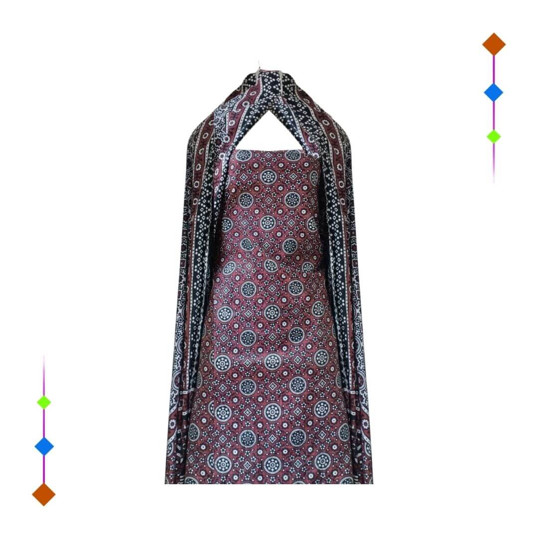 Traditional Handmade Sindhi Ajrak Print Cotton For Women Dress