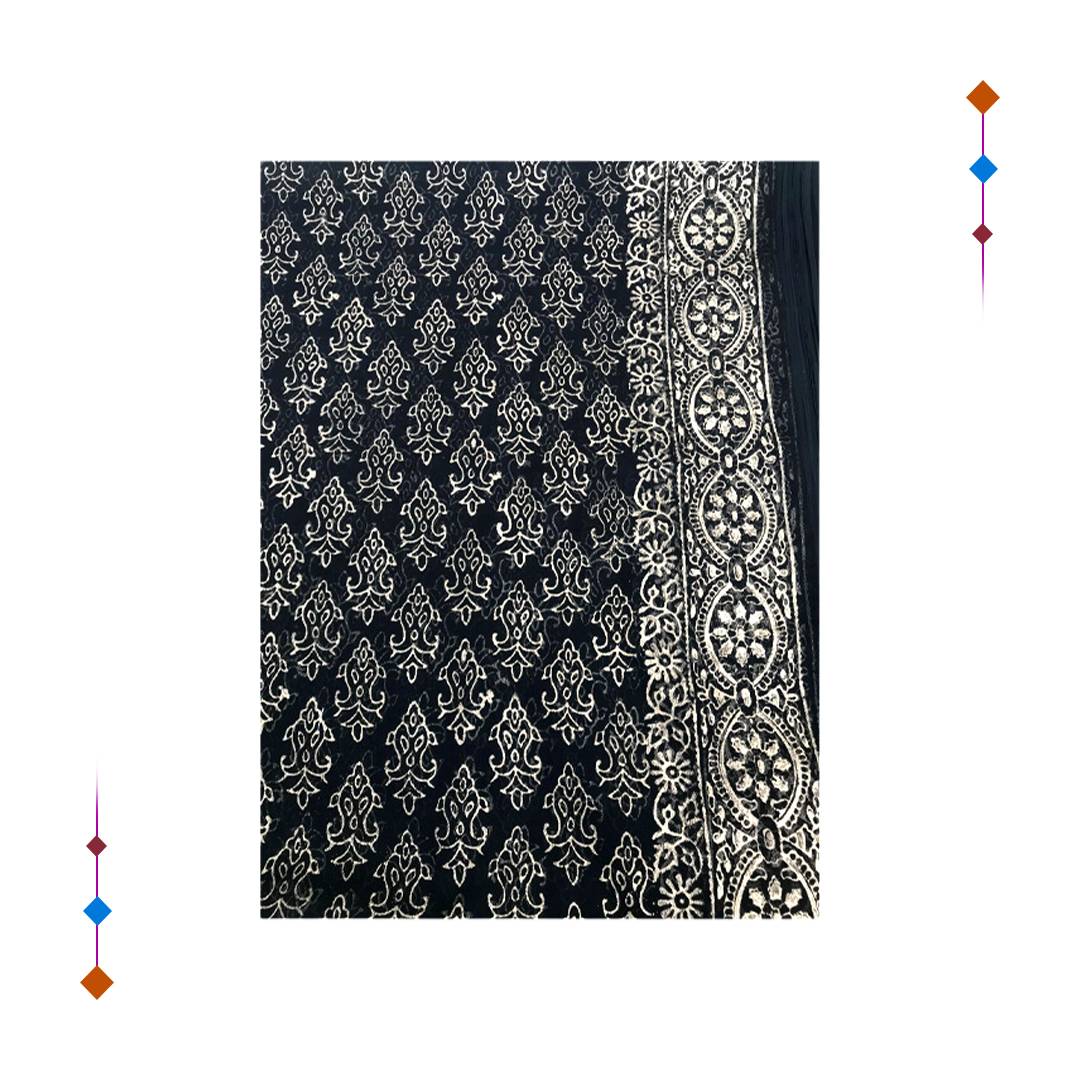 Black Block Dupatta Art