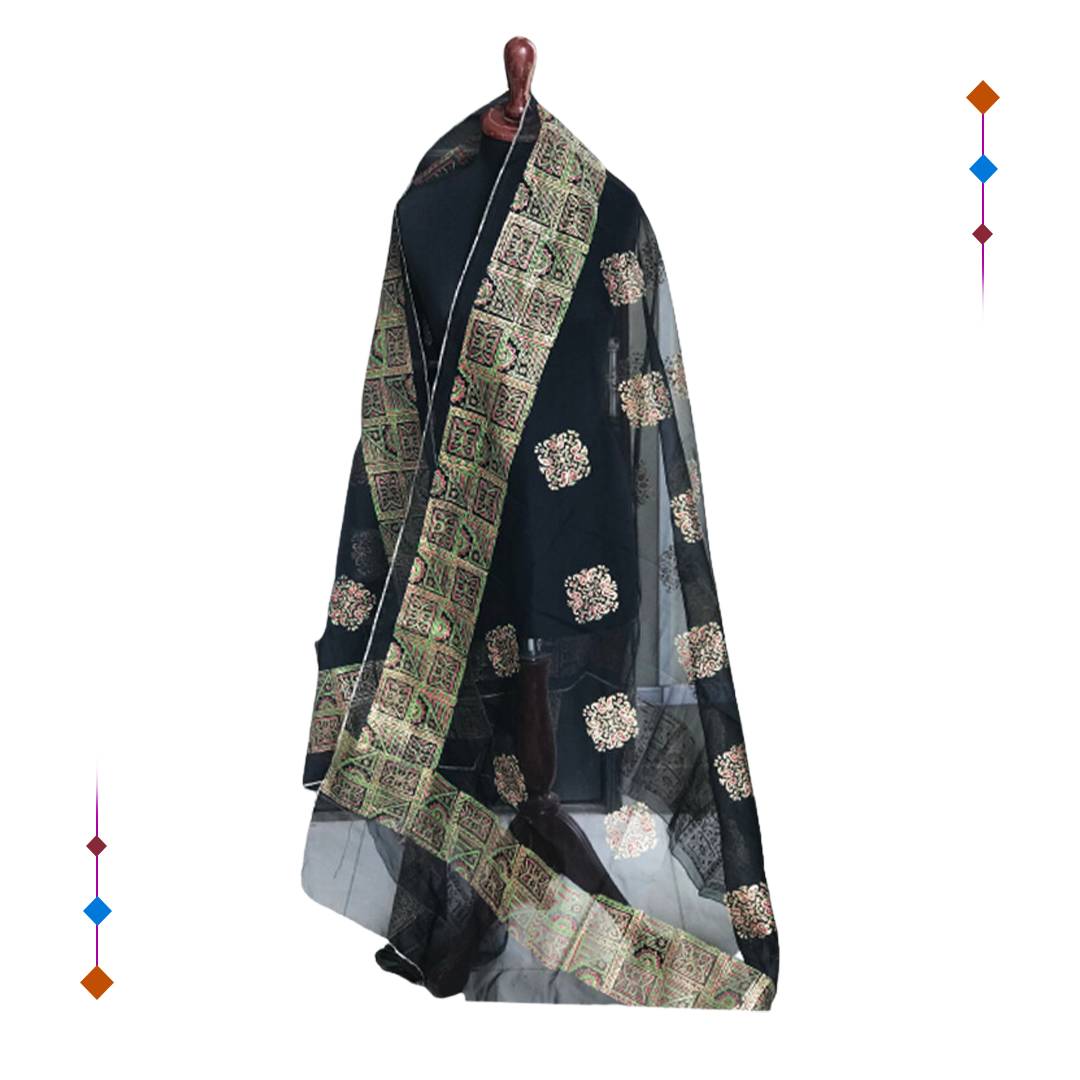 Black and Gold Block Print Dupatta