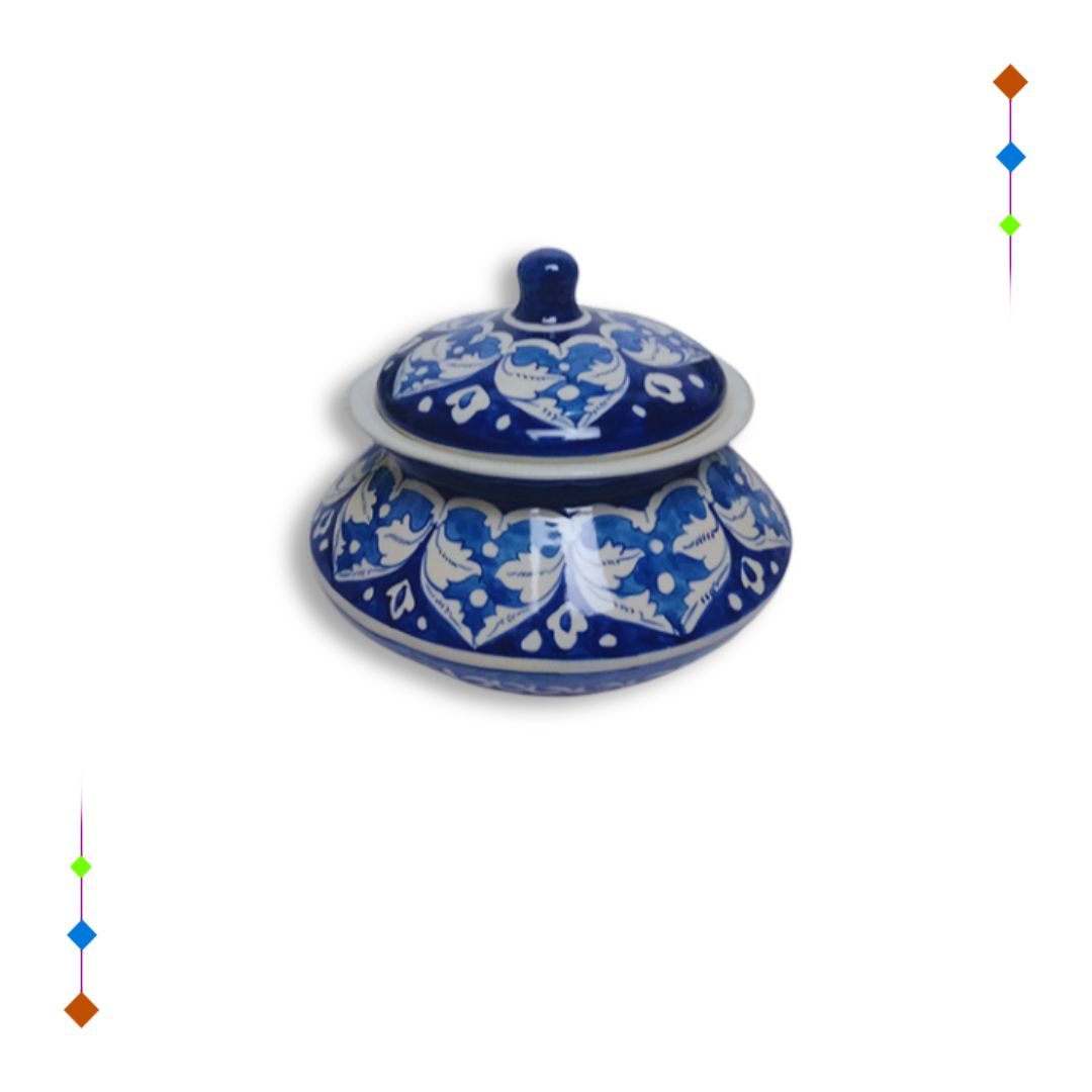 Blue pottery small handcrafted handi serving