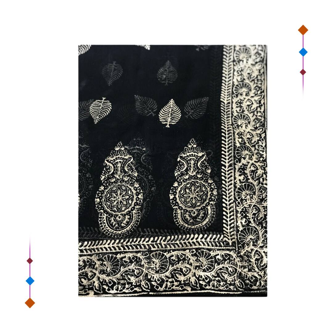 Fancy Border Block Print Dupatta