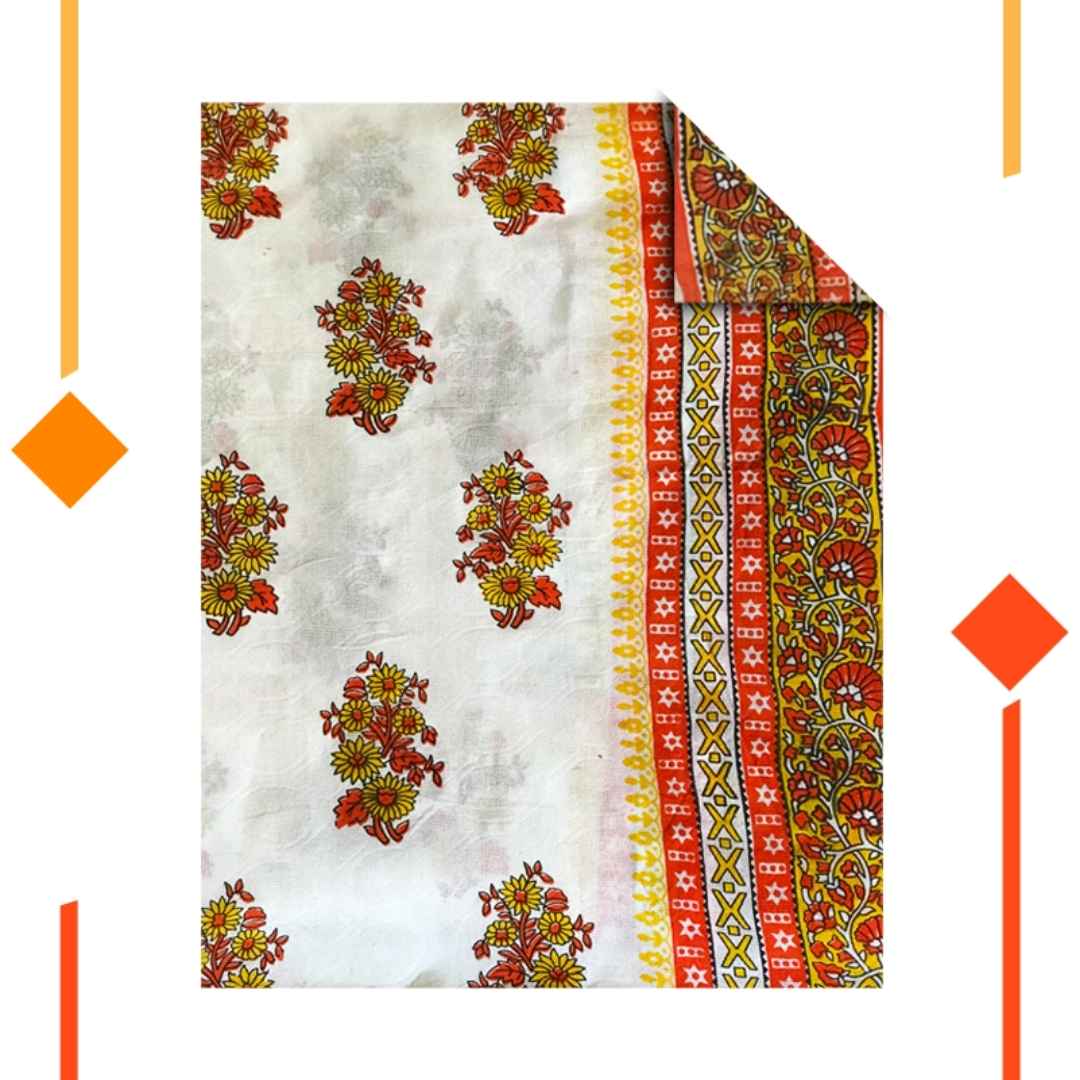 Fancy yellow Block Dupatta