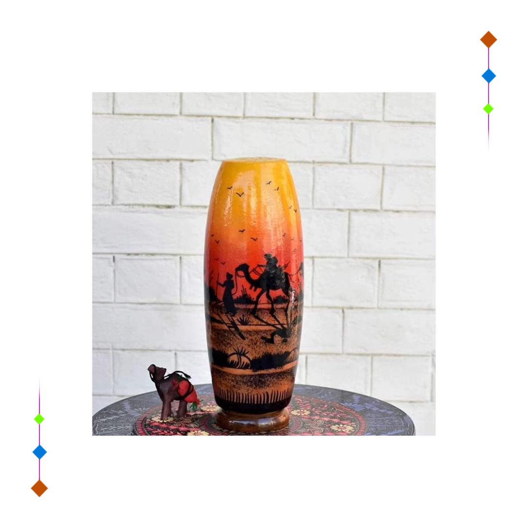 Hand Painted customized camel skin bottle lamp