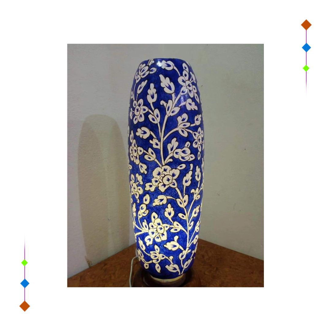 Handmade blue art Camel Skin Lamp