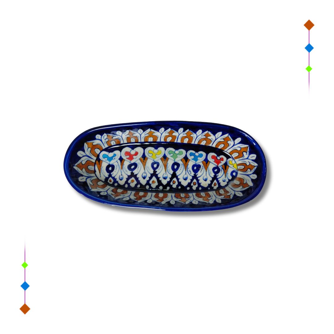 Kabab serving ceramic blue pottery dish