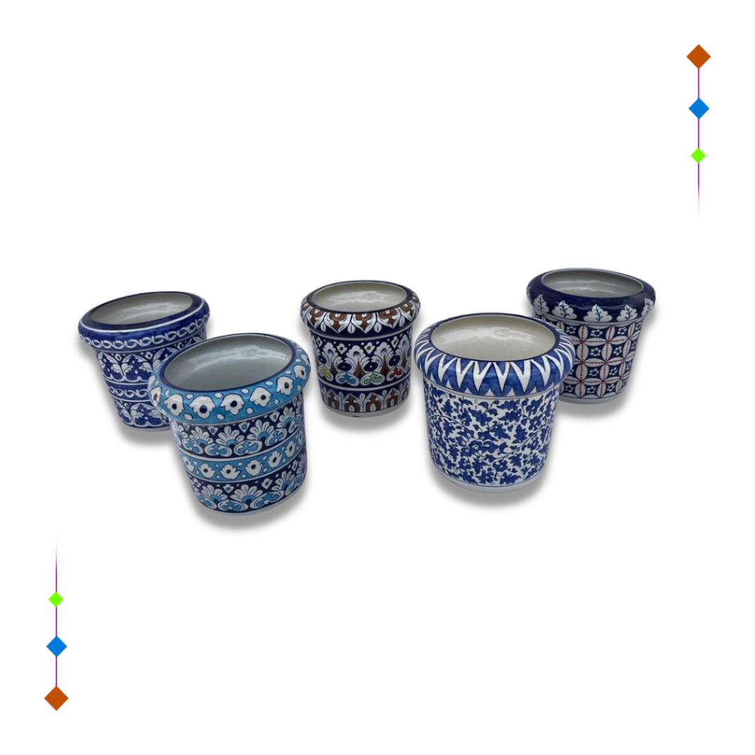 Modern ceramic flowering pots blue pottery