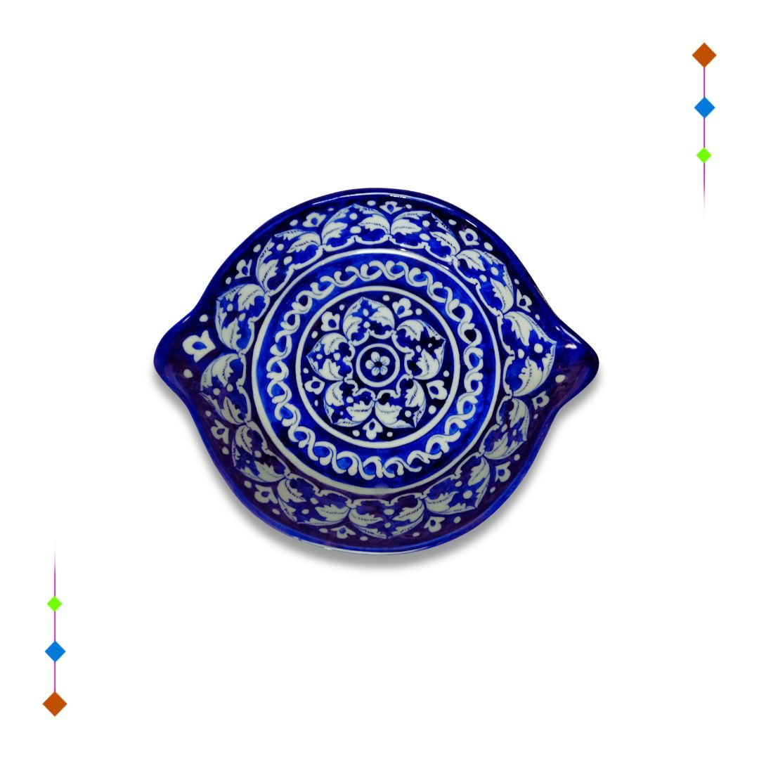 Blue ceramic butter dish